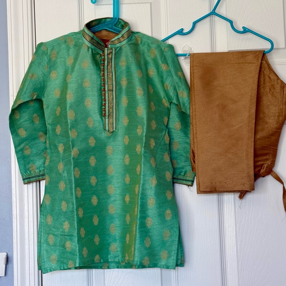 Green and Gold boys Kurta